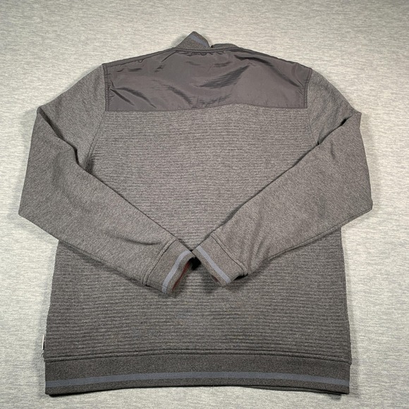Ted Baker Sweater Mens Extra Large Gray Full Zip Mock Neck Nylon Yoke Pockets - Picture 9 of 10